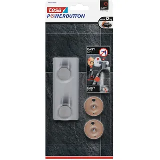 Tesa Garderobenhaken Tesa Powerbutton Classic Silber