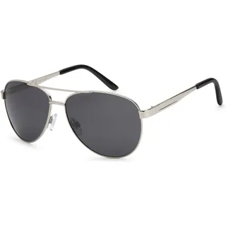 Stylebreaker polarisierte Flieger Sonnenbrille, mit Etui", und Putztuch, Uni 09020046 - silber, grau