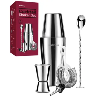 Cocktail Shaker, Cocktail Set Geschenk, Premium Boston Shaker 800ML 600ML Geschenkset, Cocktailshaker Bar Zubehör Set, Cocktail Shaker Edelstahl, Shaker für Cocktails Mixer löffel 6 Teiliges Barkeeper