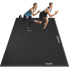 innhom Bodenschutzmatte Fitnessgeräte Fitness Sportmatte Fitnessmatte rutschfest, Hochstrapazierfähige Unterlegmatte Schutzmatte für Laufbänder (243 × 152 × 0,7 cm Schwarz)
