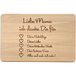 Muttertagsgeschenk Idee - Frühstücksbrettchen aus Holz mit hochwertiger Gravur für die Beste Mama (Danke dir Mama)
