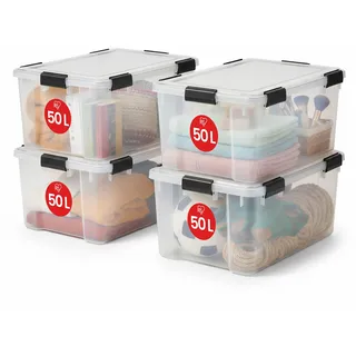 Iris Ohyama Aufbewahrungsbox 50 l 4-tlg. transparent