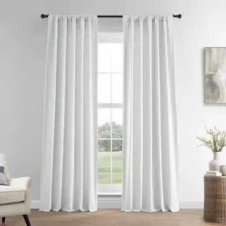 HPD Half Price Drapes LN-XS17 LN-XS1704-84, französische Leinen-Vorhänge für Raumdekoration, Lichtfilterung, 1 Paneel, Baumwolle, Klares Weiß, 50 in x 84 in