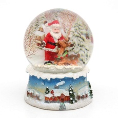 Dekohelden24 Wunderbare Schneekugel, Santa mit Rentier 500892-A Maße H/B/Kugel: ca. 8,5 x 7 cm/ 6,5 cm
