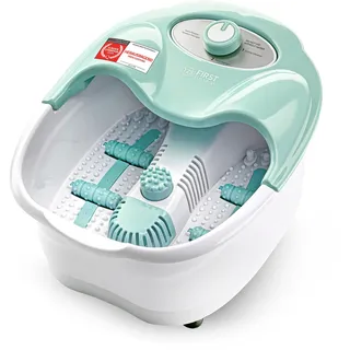 TZS First Austria - Fußbad mit Massagefunktion - 80W - Rotlicht & Warmhaltefunktion - Bis Schuhgröße 43 - Elektrisches Fußsprudelbad mit 3 Aufsätzen & Aromabox - Klappbarer Griff - Türkis