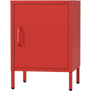 Jan Nowak Nachttisch MIA Nachtschrank Metallschrank Stahlschrank mit einer Tür Schlafzimmer Kinderzimmer , 42,4 x 59,5 x 40 cm, Rot - Rot