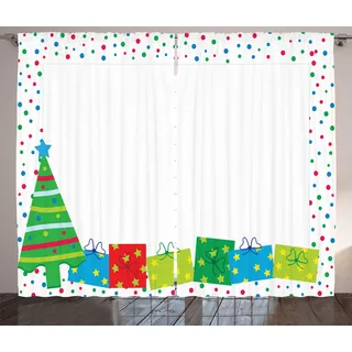 ABAKUHAUS Party Rustikaler Gardine, Weihnachten Neujahr, Schlafzimmer Kräuselband Vorhang mit Schlaufen und Haken, 280 x 260 cm, Mehrfarbig