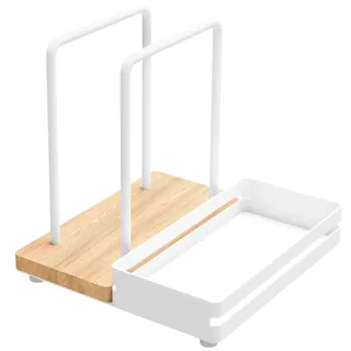 STWWO Serviettenhalter für Tisch Weiß Serviettenspender, Holzsockel