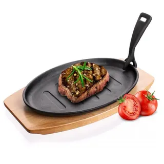 Banquet Platte, gusseiserne Grillpfanne mit Brett 42502 - Braun