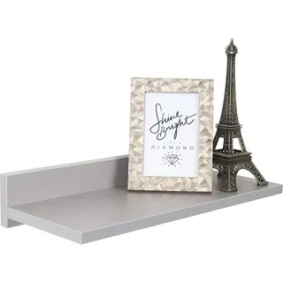 RICOO Wandregal 45 x 8 x 19 Grau, Spanplatte aus Holz, Hängereral WM056-PL, Regal Wand, Bücherregal Bilderregal Fotoregal Küchenregal Hängend Wandboard Regalbrett Schweberegal