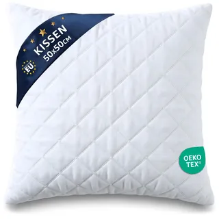 Kissen 50x50 cm Füllung – Kissenfüllung Innenkissen für Sofakissen Dekokissen Zierkissen – Kopfkissen OEKO-TEX zertifiziert 60 Grad waschbar atmungsaktiv formstabil Polster Weiß 50 x 50 cm