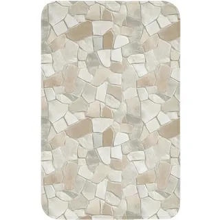 OnlyWow Wc-Vorleger Mosaik - Steine - Beige WC Teppich 50x80 cm , Textil , Füllung: Polyurethan (Pur) , Rechteckig , 50x1 cm , Heimtextilien, Badtextilien, WC Vorleger