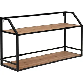 Livetastic Wandregal , Naturfarben, Schwarz , Holz, Metall , Tanne,Tanne , massiv , 2 Fächer , 70x36.5x20 cm , Fsc , Wohnzimmer, Regale, Wandregale