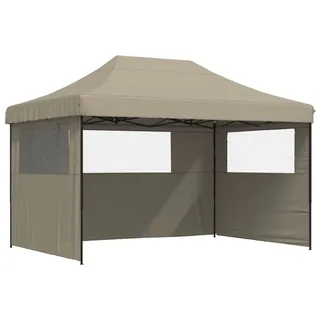 vidaXL Partyzelt Faltbar Pop-Up mit 3 Seitenteilen Taupe - Taupe