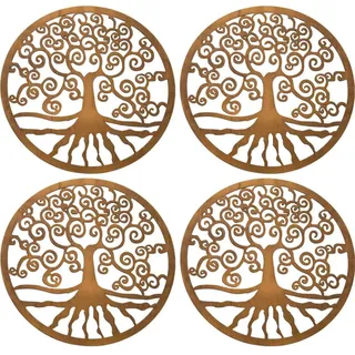 Spruchreif · Baum des Lebens aus Holz in einem 4er Set Ø 8 cm · Wanddeko · Lebensbaum Symbol · Esoterik Geschenke · Deko · Holzdeko · Spiritualität (Ø 8 cm)
