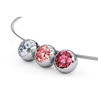 TIABELLE – Collier TRIO aus Titan mit funkelnden Swarovski® Zirkonias – Silberfarbene Kette für Damen – allergenfrei & hautverträglich – Handmade in Germany (L=45 cm | Red, Pink, White)