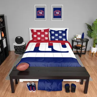 FOCO 3-teiliges Bettwäsche-Set mit Steppdecke in den Farben des New York Giants NFL Teams, Full-Size