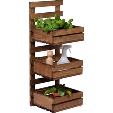 dobar® green label 58388FSCe | 3-stufige Blumenleiter für die Wandmontage | Flexibles Wandregal aus robustem Holz| Pflanztreppe für Garten/Terrasse/Balkon | 29,5 x 26,5 x 74,5 cm | Braun