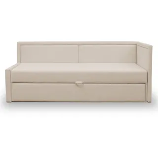 Selsey Polsterbett 91 x 205 cm Schlaffläche 82 x 189 cm Gepolstertes Bett Tagesbett Sofabett Jugendbett Robuster Stoff T30 Schaumstoff Ausziehbar Hellbeige Caprili