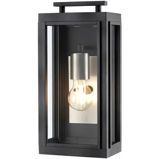 Wandleuchte außen E27 35,5 cm hoch Alu Glas IP44 Vintage Lampe Haus Garten