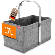 achilles Einkaufskorb - praktischer Tragekorb zum Einkaufen - klappbare Einkaufsbox mit Alu-Griff - platzsparende Box Kofferraum - (Grau)