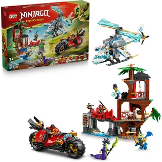 LEGO NINJAGO Showdown am Baumhaus mit dem Ninja-Bike - Action Spielzeug mit Motorrad, Hubschrauber, 6 Minifiguren und Schwertern - Geschenk für Jungen ab 7 Jahren und Fans - 71857