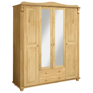 Kleiderschrank OTTO HOME "Adele", beige (natur), B:169cm H:191cm T:53,5cm, Massivholz, Schränke, Kleiderschrank, aus massiver Kiefer,Spiegel beim 4-und 5-trg.Schrank, Innenausstattung