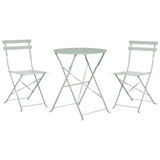 BELIANI Balkonset Grau Stahl 3-Teilig Runder Tisch mit 2 Stühlen Zusammenklappbar Modern Französicher Stil Terrasse Garten Outdoor Ausstattung - Grau