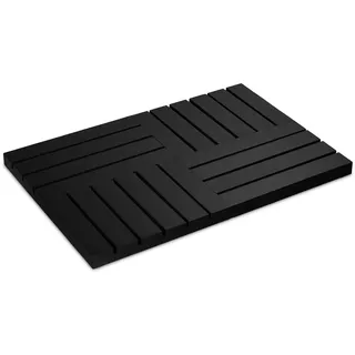 Relaxdays Bambus Badematte, 61 x 40 cm, rutschfeste Duschmatte für Badewanne, Dusche, Sauna, Indoor & Outdoor, schwarz