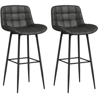 Homcom Barhocker, Bistrohocker mit Fußstütze, Drehbar Barstuhl mit Stahlbeine, Küchenstuhl mit Rückenlehne, Kunstleder, für Wohnzimmer, Esszimmer, Barmöbel, Barhocker