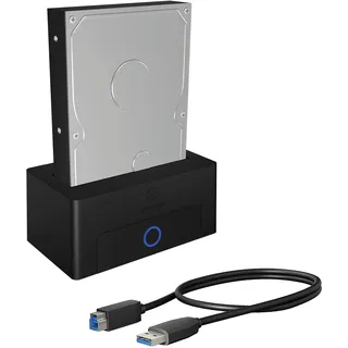 Icy Box HDD / Festplatten Docking Station USB 3.0 für SATA 2,5 Zoll und 3,5 Zoll, Festplatten Klonstation und Lesegerät, Adapter, Extern, Schwarz, IB-1122-U3