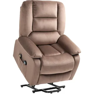 Homcom Fernsehsessel mit Aufstehhilfe Elektrisch Relaxsessel mit Liege-/Massagefunktion , Braun , Textil , Füllung: Schaumstoff,Schaumstoff , 93x110x90 cm , Wohnzimmer, Sessel, Polstersessel