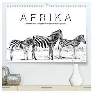 AFRIKA - Schwarz-weiss Fotografien im modernen "High Key" Look (hochwertiger Premium Wandkalender 2026 DIN A2 quer), Kunstdruck in Hochglanz: Foto ... Fotokalender (CALVENDO Tiere)