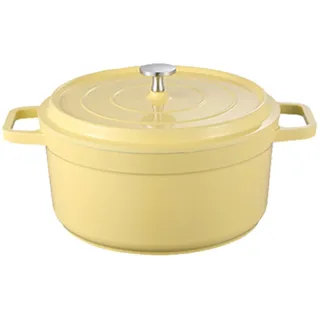 LIYGAOF Emaille Brotbacktopf Schmortopf mit Deckel Topf, Gelb, 2.75L | Aluguss Bräter Backofengeeignet Antihaftbeschichtung Einfache Reinigung Alle Herdarten Braten Grillen Schmoren
