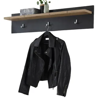 Furn.Design Garderobenpaneel Kastanie und grau Fresco, Flur Wandgarderobe, 107 x 23 cm , Kastanienfarben, Grau , Holzwerkstoff , Nachbildung,Kastanie , Uni , 107x23x18 cm , Garderobe, Garderobenpaneele