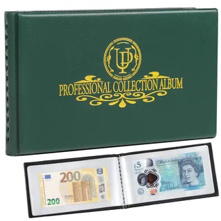 40-Taschen-Sammelalbum für Banknoten und Währungen | Uncle Paul 20 Blatt transparente Dollarscheinhalter, Buch zur weltweiten Geldaufbewahrung, Sammelzubehör AN04GR