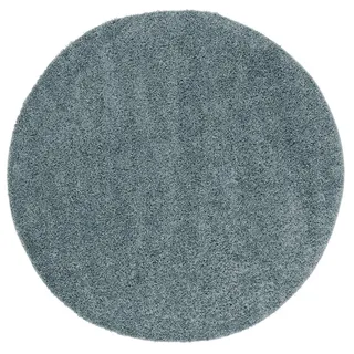 Pergamon Moderner Wohnzimmer Hochflor Langflor Shaggy Teppich Fluffy Rund Blau in 3 Größen