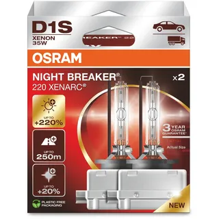 Osram XENARC NIGHT Breaker 220 D1S +220% mehr Helligkeit, Xenon-Scheinwerferlampe, 66140XN2-2HB Xenon Leuchtmittel 200 35 W 85 V