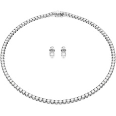 Bild Matrix Tennis Set, Rhodinierte Halskette und Ohrringe mit Strahlenden Weißen Swarovski Kristallen