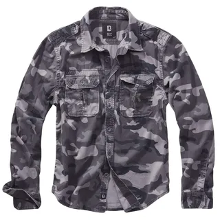 Brandit Vintage Shirt Long Sleeve, Farbe: Grey camo, Größe: 3XL