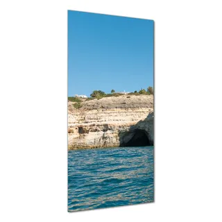Wallario selbstklebende Duschrückwand 80 x 200 cm mit Motiv Steilküste mit Höhlen - Wandverkleidung mit Hochglanzlaminat in Glasoptik