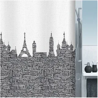 Spirella textiler Duschvorhang „Urban“ in schwarz, Black, 120 X 200