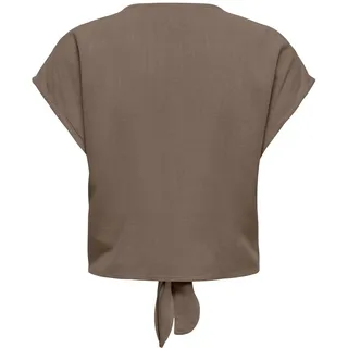 ONLY Damen Kurzarm Bluse mit Knopfleiste und Bindeschleife Cropped Shirt