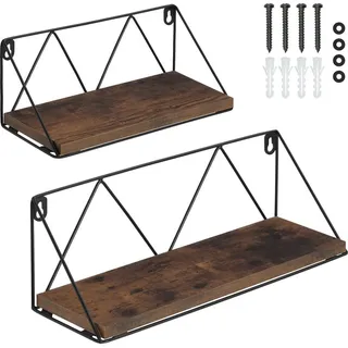 tectake Wandregal 2er Set Rockport,Tiefe 13 cm,Industrial Holz dunkel,rustikal , Holzwerkstoff , Quadratisch , 13x14.5x41 cm , Wohnzimmer, Regale, Wandregale