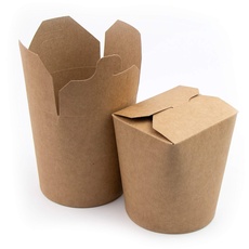 Extiff 50 braune Schachteln aus Karton 480 ml – Einweg-Lebensmittelbehälter für Lebensmittel zum Mitnehmen – Pasta Box für Nudeln/Pasta/Fertiggerichte – wasserdicht – 100% recycelbar