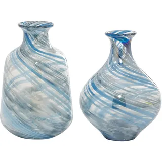 Deco 79 Glasvase, handgefertigt, 17,8 cm Breite, 25,4 cm Höhe, Blau