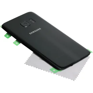 Akkudeckel für Original Samsung für Samsung Galaxy S7 (G930F) schwarz Black Akkufachdeckel Back Cover mit mungoo Displayputztuch