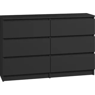 roe furniture Kommode mit 6 Schubladen Sideboard 120cm Anrichte holz schwarz | 118 X 77 X 118