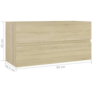 vidaXL Waschbeckenunterschrank Sonoma-Eiche 90x38,5x45cm Holzwerkstoff - Braun