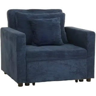 MCW Schlafsessel MCW Cord 100 x 86 x 88 cm Blau mit Kissen